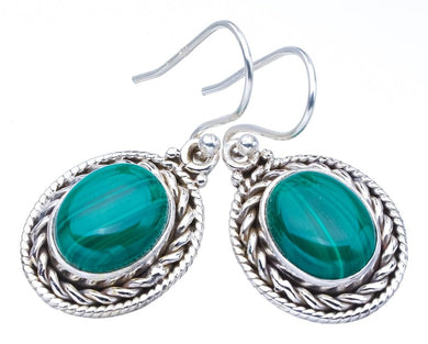 StarGems  Natural Malachite Handmade 925 Sterling Silver Earrings 1.25