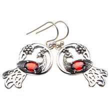 StarGems® Natural Garnet Peacock Handmade 925 Sterling Silver Earrings 1.75" D4019