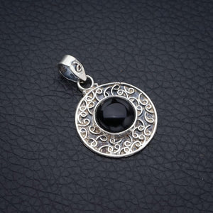 StarGems  Natural Black Onyx Handmade 925 Sterling Silver Pendant 1.25" F3986