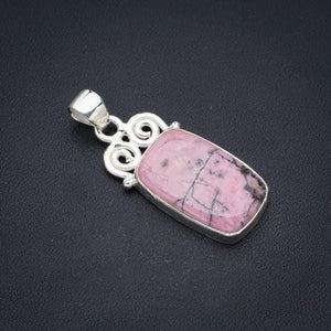 StarGems  Natural Rhodonite Handmade 925 Sterling Silver Pendant 1.5" F3590