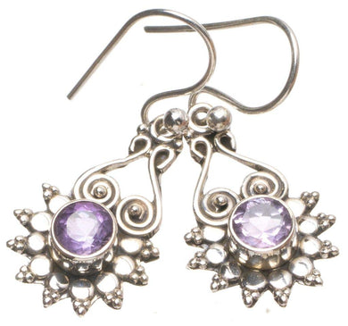 StarGems  Natural Amethyst Handmade Vintage 925 Sterling Silver Earrings 1 1/4