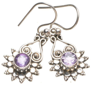 StarGems  Natural Amethyst Handmade Vintage 925 Sterling Silver Earrings 1 1/4" T4045