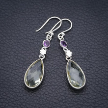 StarGems  Natural Green Amethyst Amethyst FlowerHandmade 925 Sterling Silver Earrings 2" F5837