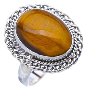 StarGems  Natural Tiger Eye Handmade 925 Sterling Silver Ring 9.75 F1118