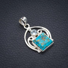 StarGems® Natural Copper Turquoise Blue TopazHandmade 925 Sterling Silver Pendant 1.5" F3882