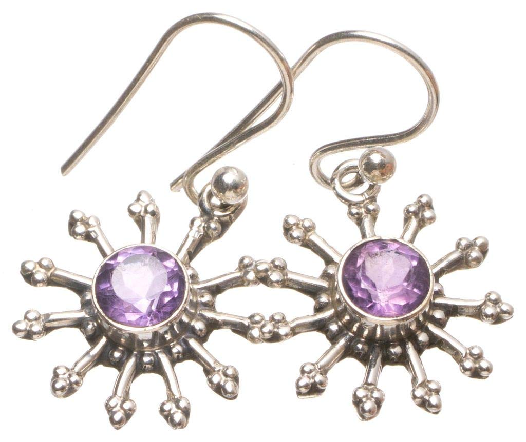 StarGems  Natural Amethyst Handmade Unique 925 Sterling Silver Earrings 1