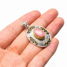 StarGems® Natural Two Tones Rhodochrosite Handmade 925 Sterling Silver Pendant 1.5" D5922