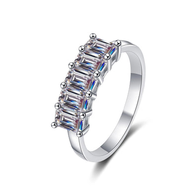 StarGems® Emerald Cut Four Prong 2.5ct Moissanite 925 Silver Platinum Plated Ring RX031