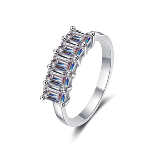 StarGems  Emerald Cut Four Prong 2.5ct Moissanite 925 Silver Platinum Plated Ring RX031