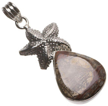 StarGems  Natural Picasso Jasper Starfish Handmade Boho Starfish Shape 925 Sterling Silver Pendant 2" T2894