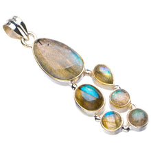 StarGems® Natural Blue Fire Labradorite Handmade 925 Sterling Silver Pendant 2.25" D5643