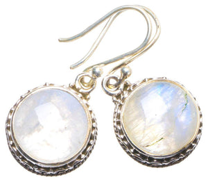 StarGems  Natural Rainbow Moonstone Handmade Unique 925 Sterling Silver Earrings 1.25" X4191