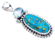 StarGems  Natural Copper Turquoise Blue Topaz Handmade 925 Sterling Silver Pendant 1.5" F3862