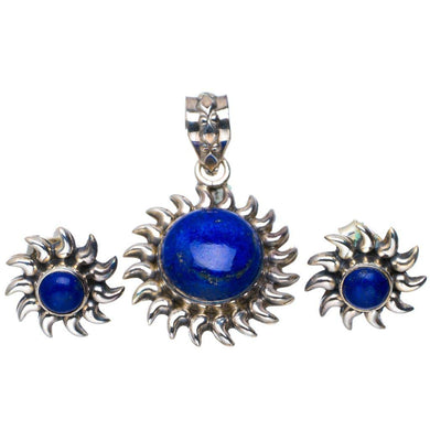 StarGems® Natural Lapis Lazuli Handmade Unique 925 Sterling Silver Jewelry Set Pendant 1.5
