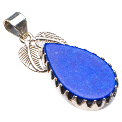 StarGems  Natural Lapis Lazuli Leaf Handmade 925 Sterling Silver Pendant 1.75