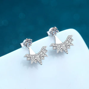 StarGems® Snowflake 0.894cttw Moissanite 925 Silver Platinum Plated Stud Earrings EX009