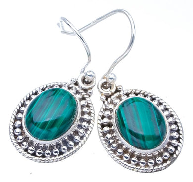 StarGems  Natural Malachite Handmade 925 Sterling Silver Earrings 1.25