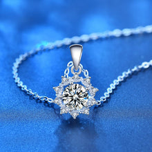 StarGems® 1ct Moissanite 925 Silver Platinum Plated&Zirconia Sun Flower Necklace B4607