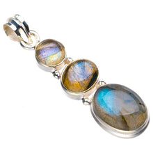 StarGems® Natural Blue Fire Labradorite Handmade 925 Sterling Silver Pendant 2" D5614