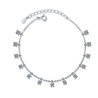 StarGems® Minimalism 1.3cttw Moissanite 925 Sterling Silver Platinum Plated Adjustable Bracelet For Women 16+5cm  BX037