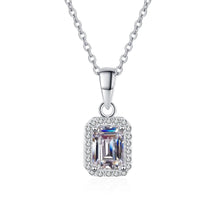 StarGems® Emerald Cut Minimalist 1ct Moissanite 925 Silver Platinum Plated Necklace 40+5cm NX107