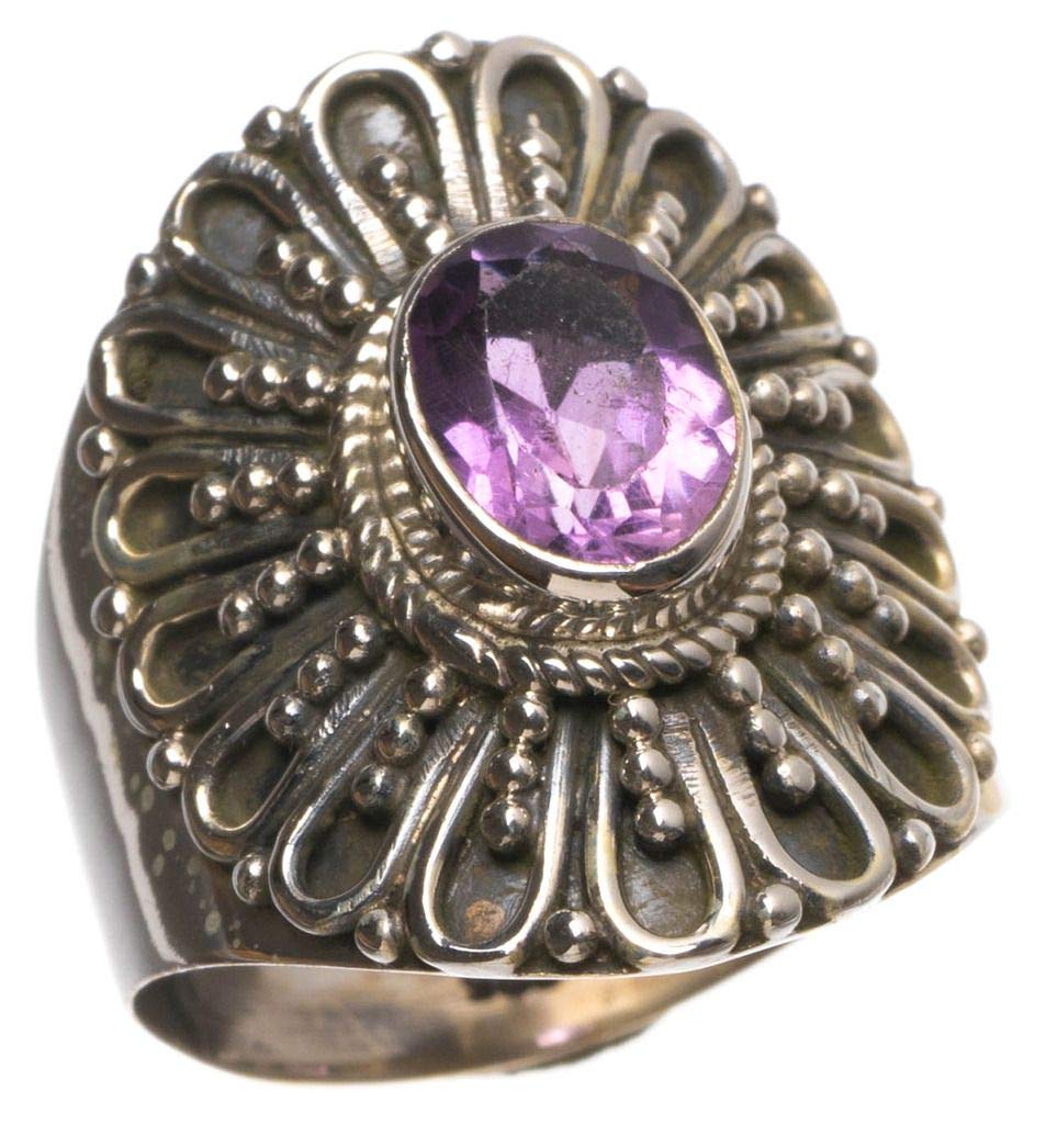 StarGems  Natural Amethyst Handmade Unique 925 Sterling Silver Ring, US Size 5.75 T5658