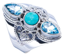 StarGems  Natural Turquoise Blue Topaz Handmade 925 Sterling Silver Ring 9.75 F0685