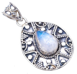 StarGems  Natural Moonstone Handmade 925 Sterling Silver Pendant 1.5" F5073