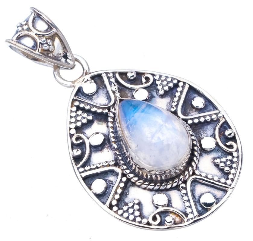 StarGems  Natural Moonstone Handmade 925 Sterling Silver Pendant 1.5