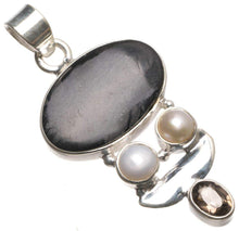 StarGems  Natural Picasso Jasper,River Pearl and Smoky Quartz Handmade Unique 925 Sterling Silver Pendant 2" T2328