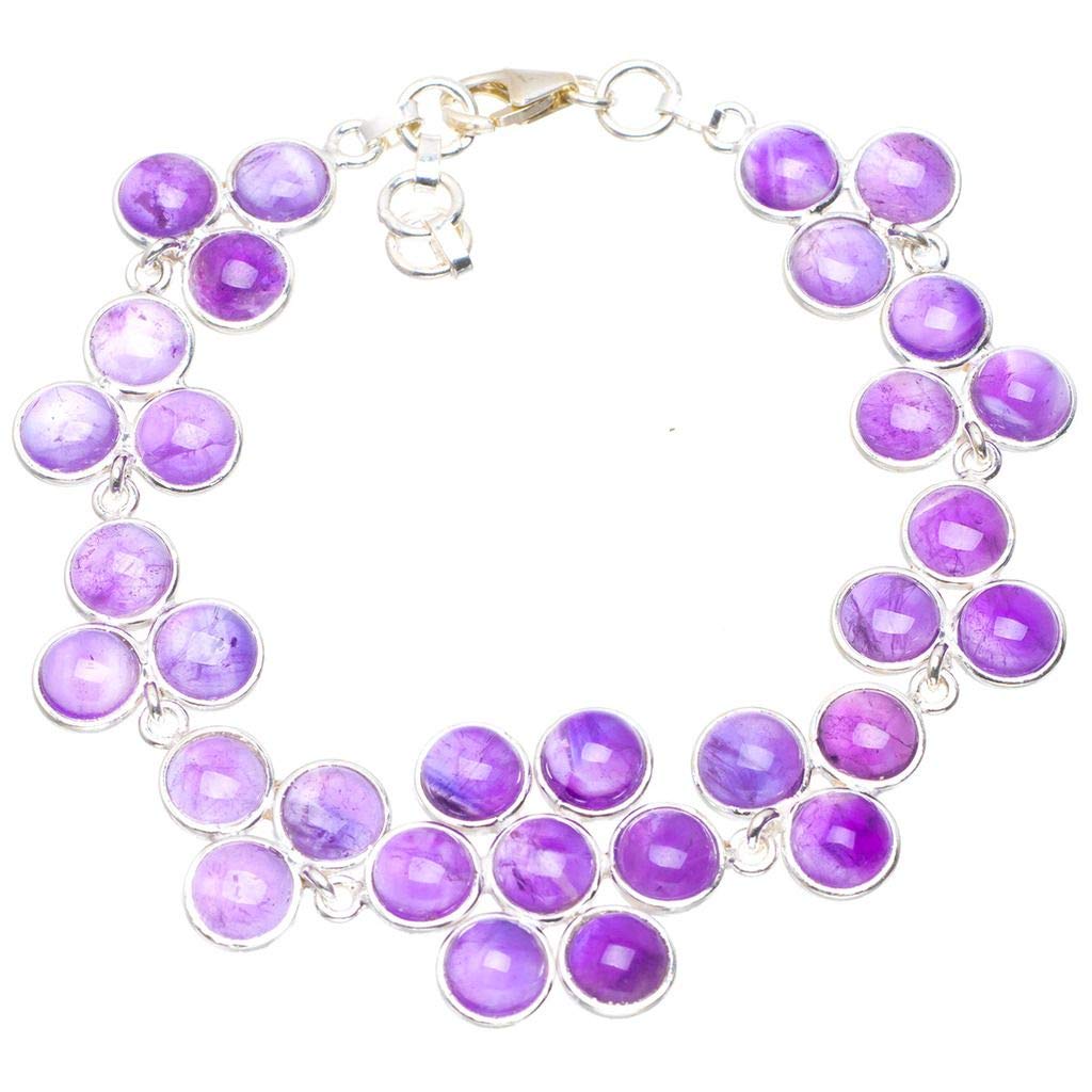 StarGems® Natural Amethyst Handmade Unique 925 Sterling Silver Bracelet 7.75-8.5