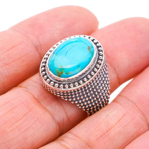 StarGems® Natural Turquoise Handmade 925 Sterling Silver Ring 7.75 F0447