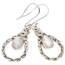 StarGems  Natural Rainbow Moonstone Handmade Unique 925 Sterling Silver Earrings 1.75" A2744