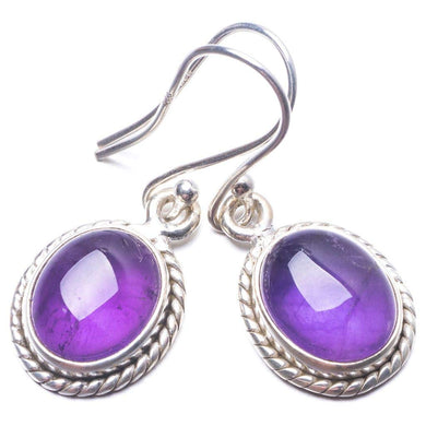 StarGems® Natural Amethyst Handmade Unique 925 Sterling Silver Earrings 1.25