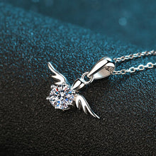 StarGems  Six Prong Angle'S Wings 0.5ct Moissanite 925 Silver Platinum Plated Necklace 40+5cm NX113