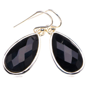 StarGems® Natural Black Onyx Handmade 925 Sterling Silver Earrings 1.5" D3805