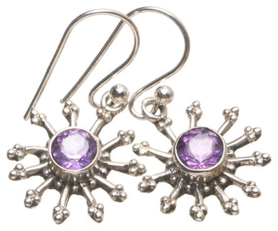 StarGems  Natural Amethyst Handmade Mexican 925 Sterling Silver Earrings 1