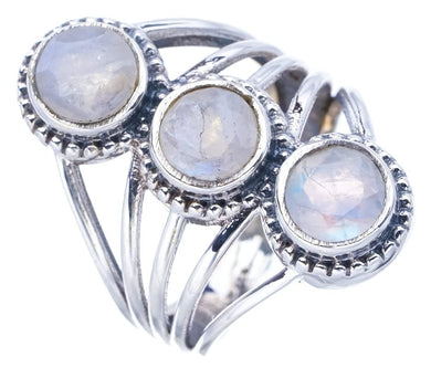 StarGems® Natural Moonstone Handmade 925 Sterling Silver Ring 5.75 F0773