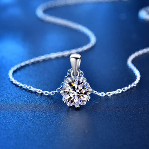 StarGems  1ct Moissanite 925 Silver Platinum Plated Snowflake Necklace B4622