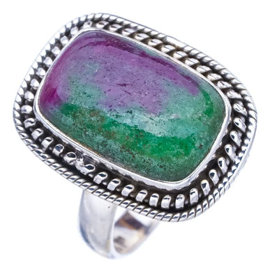 StarGems  Natural Ruby Zoisite Handmade 925 Sterling Silver Ring 7.25 F1607