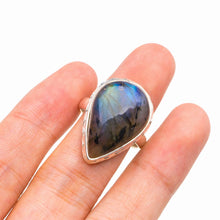 StarGems  Natural Blue Fire Labradorite Handmade 925 Sterling Silver Ring 7 D4261