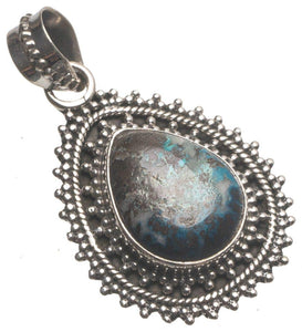 StarGems® Natural Chrysocolla Handmade 925 Sterling Silver Pendant 1 1/2" T1857