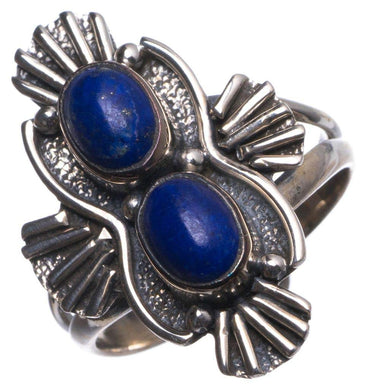 StarGems® Natural Lapis Lazuli Handmade Unique 925 Sterling Silver Ring, US Size 6.75 T6213
