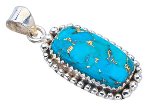 StarGems® Natural Copper Turquoise Handmade 925 Sterling Silver Pendant 1.5" F3887