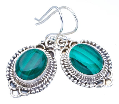 StarGems  Natural Malachite Handmade 925 Sterling Silver Earrings 1.5