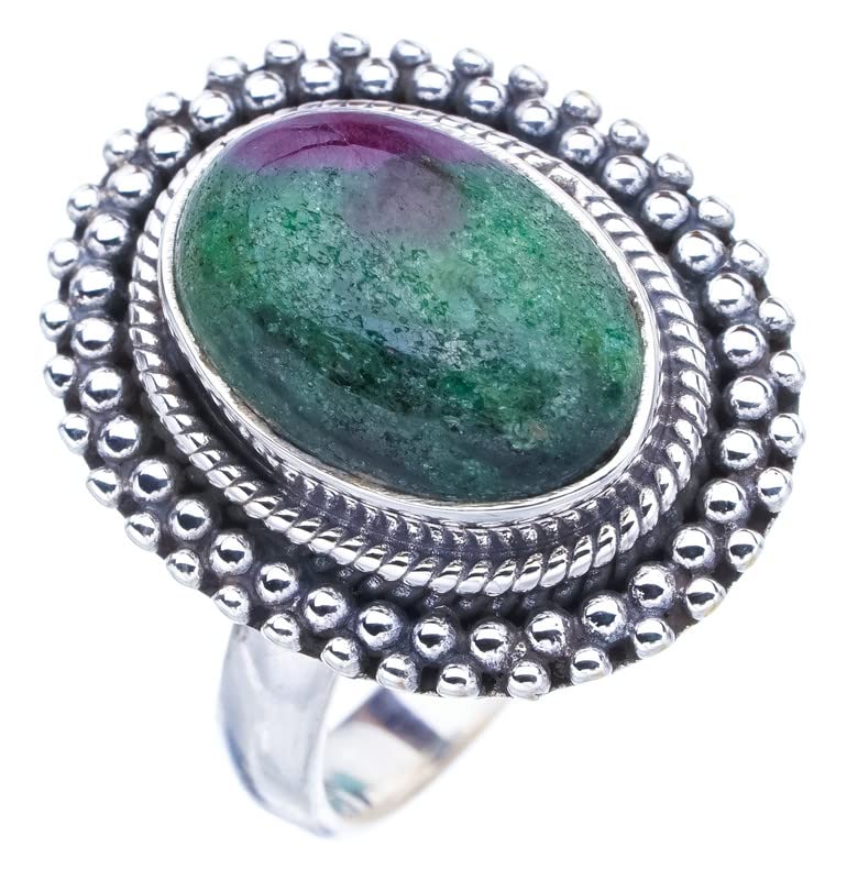 StarGems® Natural Ruby Zoisite Handmade 925 Sterling Silver Ring 6.25 F1650