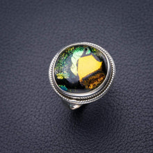 StarGems  Natural Rainbow Dichroic Glass Handmade 925 Sterling Silver Ring 6.5 D4588