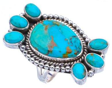 StarGems® Natural Turquoise Handmade 925 Sterling Silver Ring 7.75 F0426