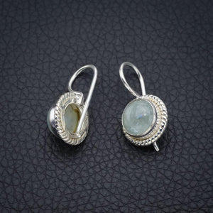 StarGems Natural Milky Aquamarine Handmade 925 Sterling Silver Earrings 1" F6456