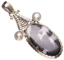 StarGems  Natural Pinolith Jasper and River Pearl Handmade 925 Sterling Silver Pendant 2" T1087